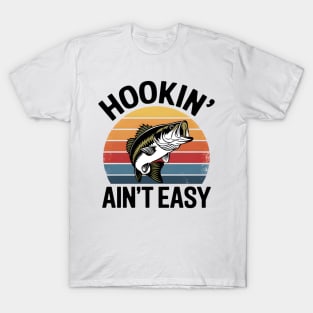 Hookin' Ain't Easy Retro Fishing Adventure T-Shirt